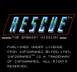 Rescue - The Embassy Mission (Europe) Title Screen